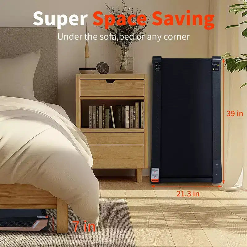 Tapis Roulant Portatile Inclinato 8 Livelli, Walking Pad da Sotto Scrivania con Motore da 2.55HP, Capacità 100 kg, Display LED, Design Salvaspazio per Ufficio Domestico