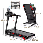 Tapis roulant pieghevole compatto per casa con motore da 3,75 HP, controllo tramite app, Bluetooth, inclinazione del 10%, capacità 150 kg