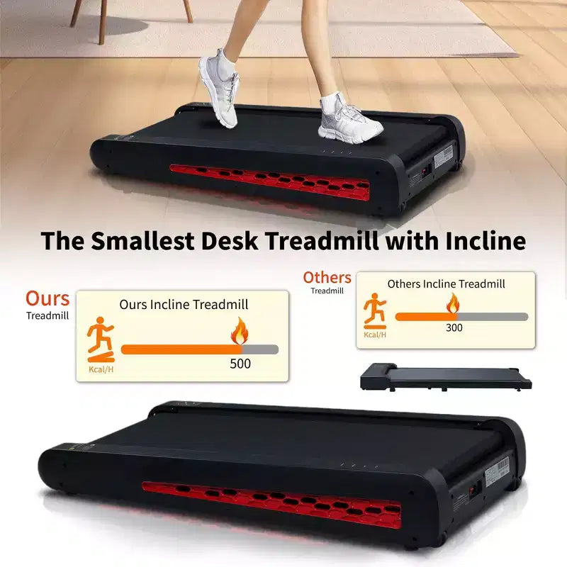 Tapis Roulant Inclinato Compatto 7, Tapis Roulant da Sottoscrivania con Motore da 2.55HP, Capacità 100 kg, Display LED, Supporto Verticale, Salvaspazio per Ufficio Domestico