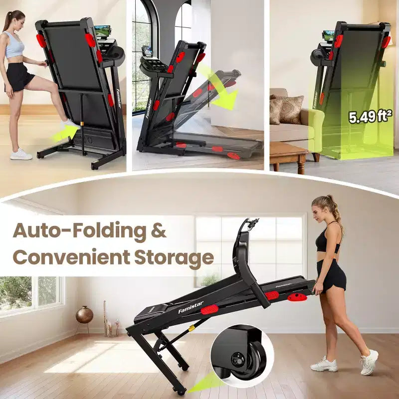 Tapis roulant in offerta - Tapis roulant pieghevole da 3,75 HP per casa, inclinazione 10%, controllo tramite app, compatto per piccoli spazi, capacità 150 kg, camminata, jogging, corsa
