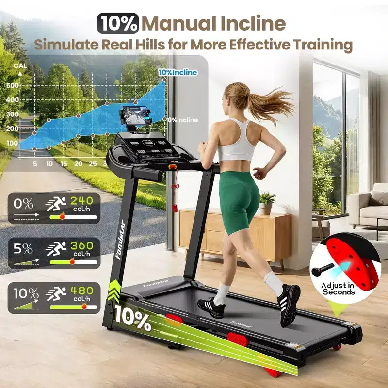 Tapis roulant in offerta - Tapis roulant pieghevole da 3,75 HP per casa, inclinazione 10%, controllo tramite app, compatto per piccoli spazi, capacità 150 kg, camminata, jogging, corsa