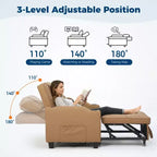 3-in-1 Convertible Sleeper Chair Bed with USB Ports, Cup Holders & Side Pockets - Pull-Out Sofa with Adjustable Backrest for Small Spaces
