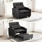 3-in-1 Convertible Sleeper Chair Bed with USB Ports, Cup Holders & Side Pockets - Pull-Out Sofa with Adjustable Backrest for Small Spaces