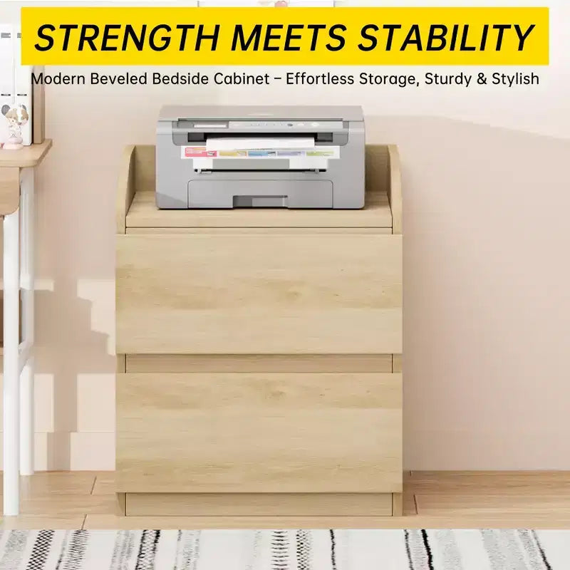 Comodino, Comodino Moderno, 2 Cassetti, Design Senza Maniglie, per Soggiorno