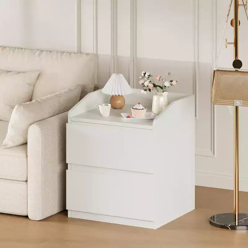 Nightstand, Modern Bed Side Table, 2 Drawer, Handle-Free Design, for Living Room