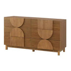 Whisen 6-Drawer Modern Geometric Dresser, Half-Circle Accent Wide Storage Chest for Bedroom & Living Room