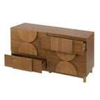 Whisen 6-Drawer Modern Geometric Dresser, Half-Circle Accent Wide Storage Chest for Bedroom & Living Room