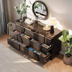 Whisen 6-Drawer Modern Geometric Dresser, Half-Circle Accent Wide Storage Chest for Bedroom & Living Room