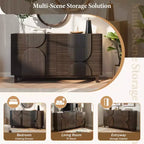 Whisen 6-Drawer Modern Geometric Dresser, Half-Circle Accent Wide Storage Chest for Bedroom & Living Room