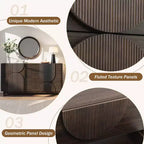 Whisen 6-Drawer Modern Geometric Dresser, Half-Circle Accent Wide Storage Chest for Bedroom & Living Room