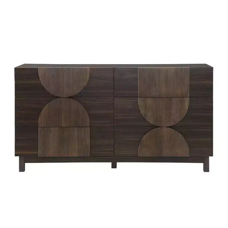Whisen 6-Drawer Modern Geometric Dresser, Half-Circle Accent Wide Storage Chest for Bedroom & Living Room