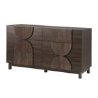 Whisen 6-Drawer Modern Geometric Dresser, Half-Circle Accent Wide Storage Chest for Bedroom & Living Room