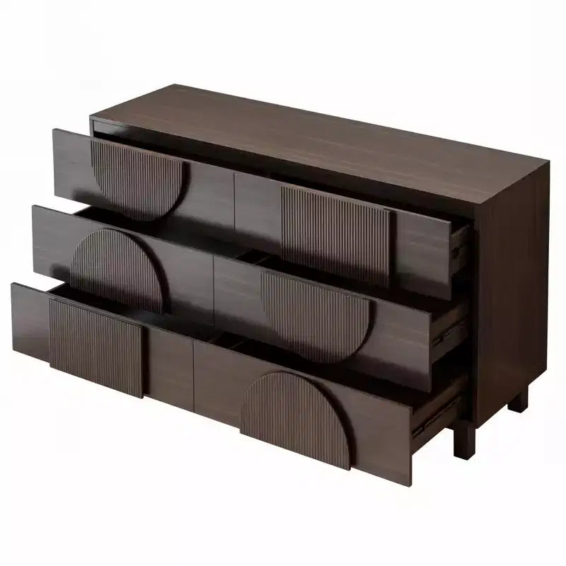Whisen 6-Drawer Modern Geometric Dresser, Half-Circle Accent Wide Storage Chest for Bedroom & Living Room