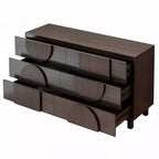 Whisen 6-Drawer Modern Geometric Dresser, Half-Circle Accent Wide Storage Chest for Bedroom & Living Room