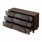 Whisen 6-Drawer Modern Geometric Dresser, Half-Circle Accent Wide Storage Chest for Bedroom & Living Room