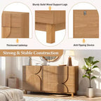 Whisen 6-Drawer Modern Geometric Dresser, Half-Circle Accent Wide Storage Chest for Bedroom & Living Room