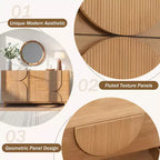 Whisen 6-Drawer Modern Geometric Dresser, Half-Circle Accent Wide Storage Chest for Bedroom & Living Room