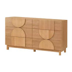 Whisen 6-Drawer Modern Geometric Dresser, Half-Circle Accent Wide Storage Chest for Bedroom & Living Room