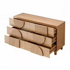 Whisen 6-Drawer Modern Geometric Dresser, Half-Circle Accent Wide Storage Chest for Bedroom & Living Room
