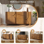 Whisen 6-Drawer Modern Geometric Dresser, Half-Circle Accent Wide Storage Chest for Bedroom & Living Room