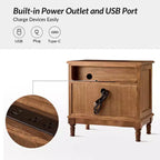 Honorio Traditional 2-Drawer Solid Wood End Table with Built-In Outlet|HULALA HOME