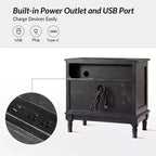 Honorio Traditional 2-Drawer Solid Wood End Table with Built-In Outlet|HULALA HOME