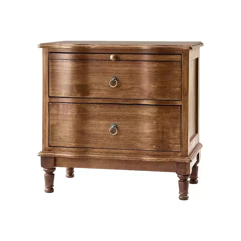 Honorio Traditional 2-Drawer Solid Wood End Table with Built-In Outlet|HULALA HOME