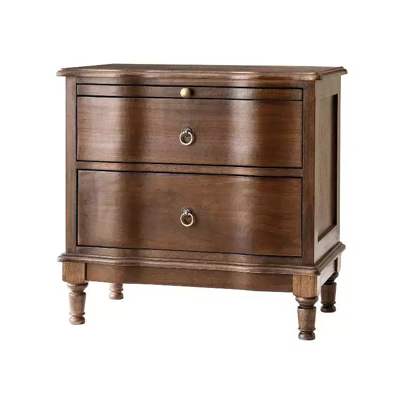 Honorio Traditional 2-Drawer Solid Wood End Table with Built-In Outlet|HULALA HOME