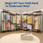 Heavy Duty Freestanding Garment Rack,3-Tier Portable Closet Organizer,Adjustable Shelves & Hanging Rods,Large Capacity Metal Clothing Storage