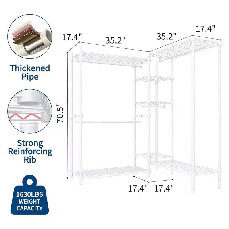 Heavy Duty Freestanding Garment Rack,3-Tier Portable Closet Organizer,Adjustable Shelves & Hanging Rods,Large Capacity Metal Clothing Storage