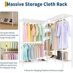 Heavy Duty Freestanding Garment Rack,3-Tier Portable Closet Organizer,Adjustable Shelves & Hanging Rods,Large Capacity Metal Clothing Storage