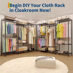 Heavy Duty Freestanding Garment Rack,3-Tier Portable Closet Organizer,Adjustable Shelves & Hanging Rods,Large Capacity Metal Clothing Storage