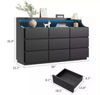 Comò in legno a 9 cassetti da 59 pollici - Cassettiera moderna per camera da letto, soggiorno, corridoio e ingresso