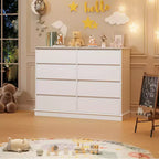 8 Drawer Double Dresser, Modern Wide Wooden Chest, Anti-Tip Device, Large Clothing Storage Cabinet, for Living Room, Entryway