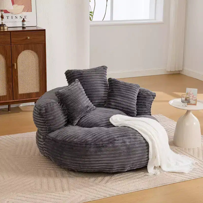 Bean Bag Sofa for Adults Kids, Oversized Corduroy Bean Bag Chair with 3 Pillows & Armrest for Living Room Bedroom - ModernLuxe