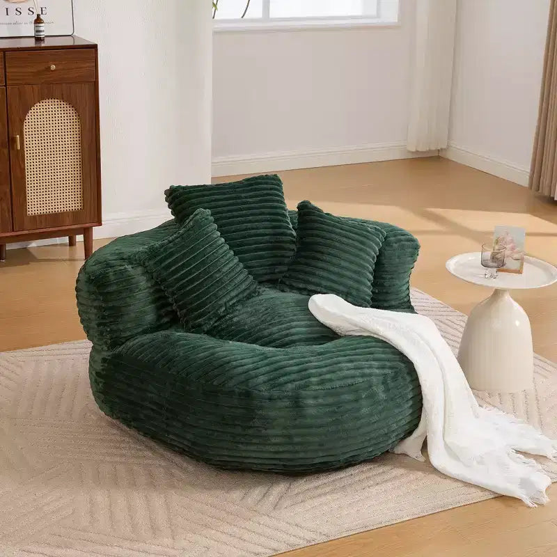 Bean Bag Sofa for Adults Kids, Oversized Corduroy Bean Bag Chair with 3 Pillows & Armrest for Living Room Bedroom - ModernLuxe