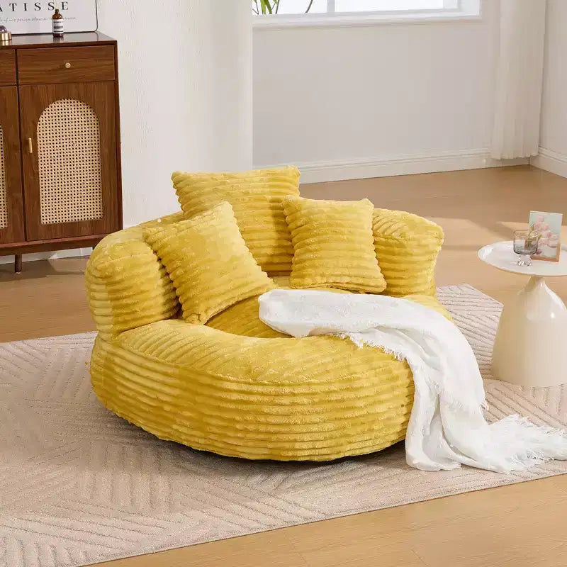 Bean Bag Sofa for Adults Kids, Oversized Corduroy Bean Bag Chair with 3 Pillows & Armrest for Living Room Bedroom - ModernLuxe