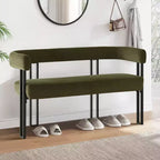 Modern 49 Bench with Backrest and Armrests, Stylish Dining Bench, Loveseat with Metal Frame, Accent Seat for Living room-Panipeachy