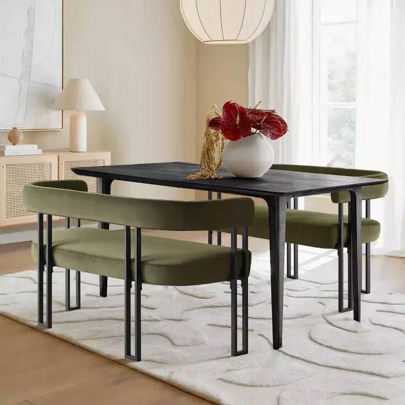 Modern 49 Bench with Backrest and Armrests, Stylish Dining Bench, Loveseat with Metal Frame, Accent Seat for Living room-Panipeachy