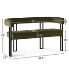 Modern 49 Bench with Backrest and Armrests, Stylish Dining Bench, Loveseat with Metal Frame, Accent Seat for Living room-Panipeachy