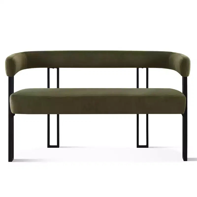 Modern 49 Bench with Backrest and Armrests, Stylish Dining Bench, Loveseat with Metal Frame, Accent Seat for Living room-Panipeachy