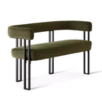 Modern 49 Bench with Backrest and Armrests, Stylish Dining Bench, Loveseat with Metal Frame, Accent Seat for Living room-Panipeachy