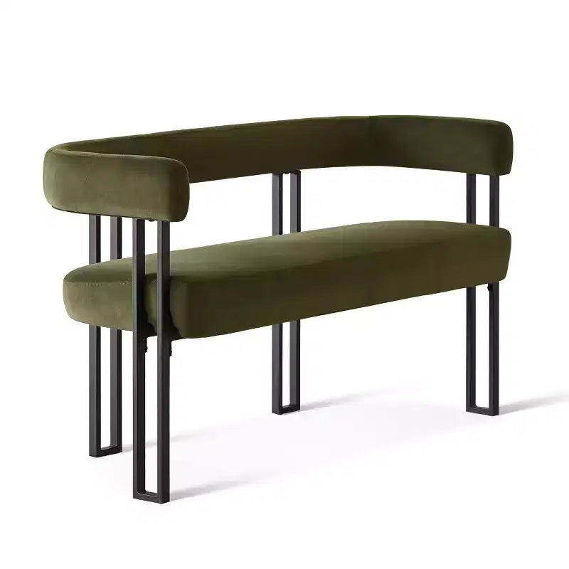 Modern 49 Bench with Backrest and Armrests, Stylish Dining Bench, Loveseat with Metal Frame, Accent Seat for Living room-Panipeachy