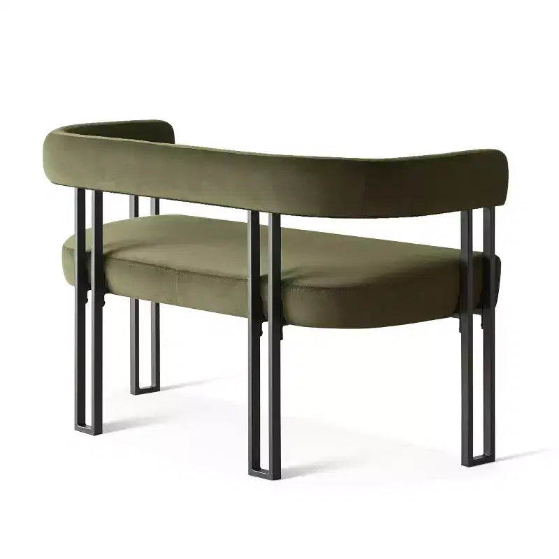 Modern 49 Bench with Backrest and Armrests, Stylish Dining Bench, Loveseat with Metal Frame, Accent Seat for Living room-Panipeachy