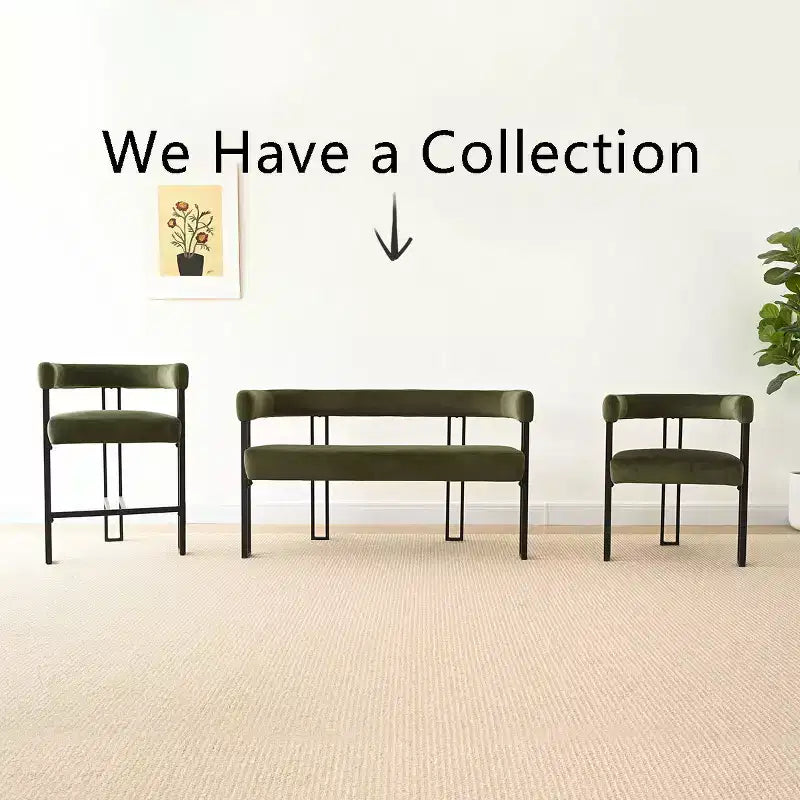 Modern 49 Bench with Backrest and Armrests, Stylish Dining Bench, Loveseat with Metal Frame, Accent Seat for Living room-Panipeachy