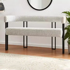 Modern 49 Bench with Backrest and Armrests, Stylish Dining Bench, Loveseat with Metal Frame, Accent Seat for Living room-Panipeachy