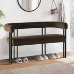 Modern 49 Bench with Backrest and Armrests, Stylish Dining Bench, Loveseat with Metal Frame, Accent Seat for Living room-Panipeachy