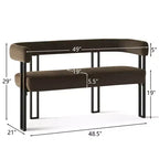 Modern 49 Bench with Backrest and Armrests, Stylish Dining Bench, Loveseat with Metal Frame, Accent Seat for Living room-Panipeachy