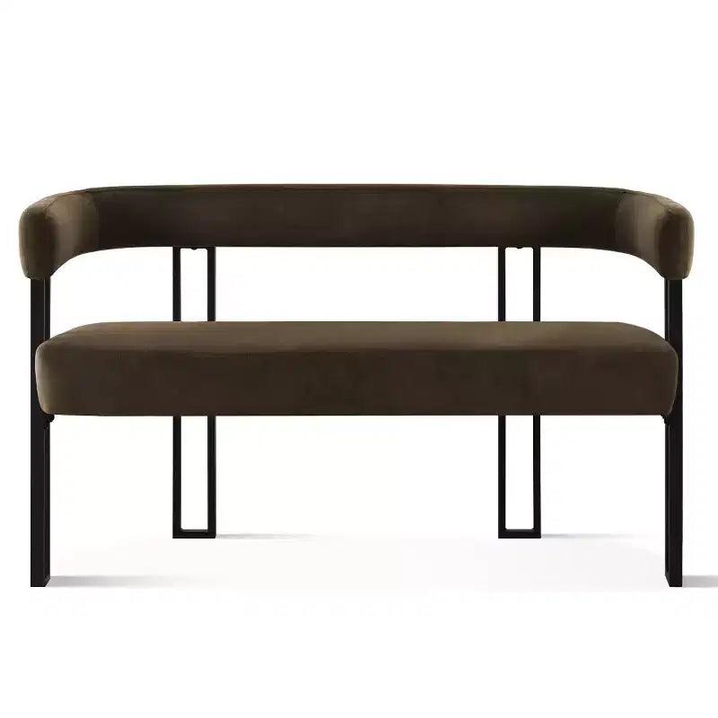Modern 49 Bench with Backrest and Armrests, Stylish Dining Bench, Loveseat with Metal Frame, Accent Seat for Living room-Panipeachy