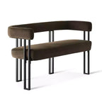 Modern 49 Bench with Backrest and Armrests, Stylish Dining Bench, Loveseat with Metal Frame, Accent Seat for Living room-Panipeachy